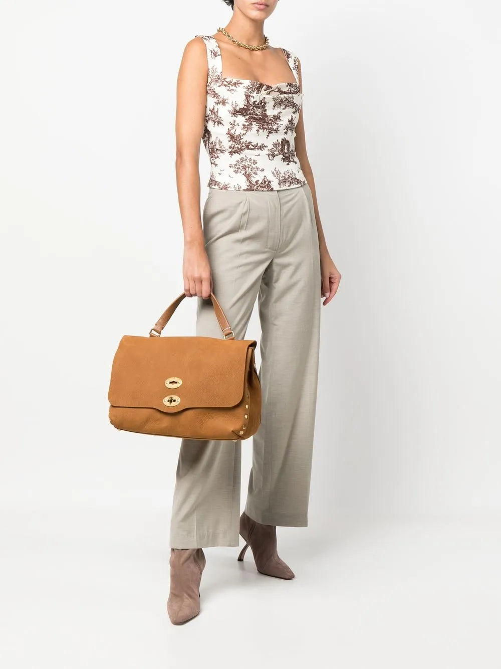 Zanellatotwist-lock calf leather tote bag