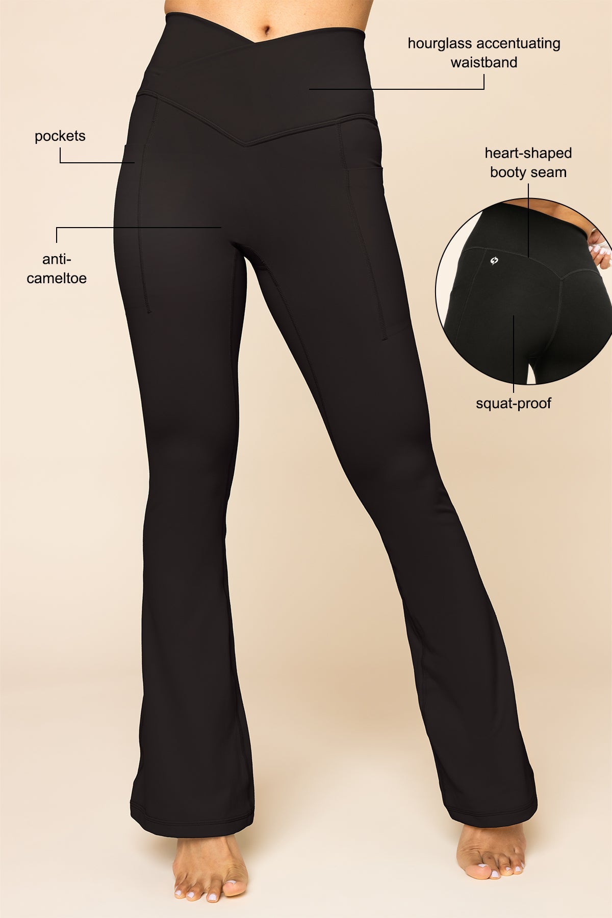 Crisscross Hourglass® Flared Legging with Pockets - Black