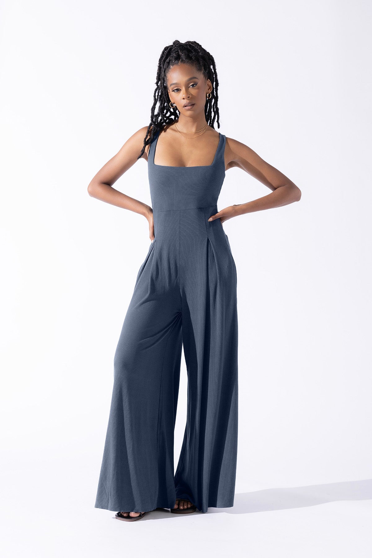 Go With The Flow Jumpsuit - Stormy Weather