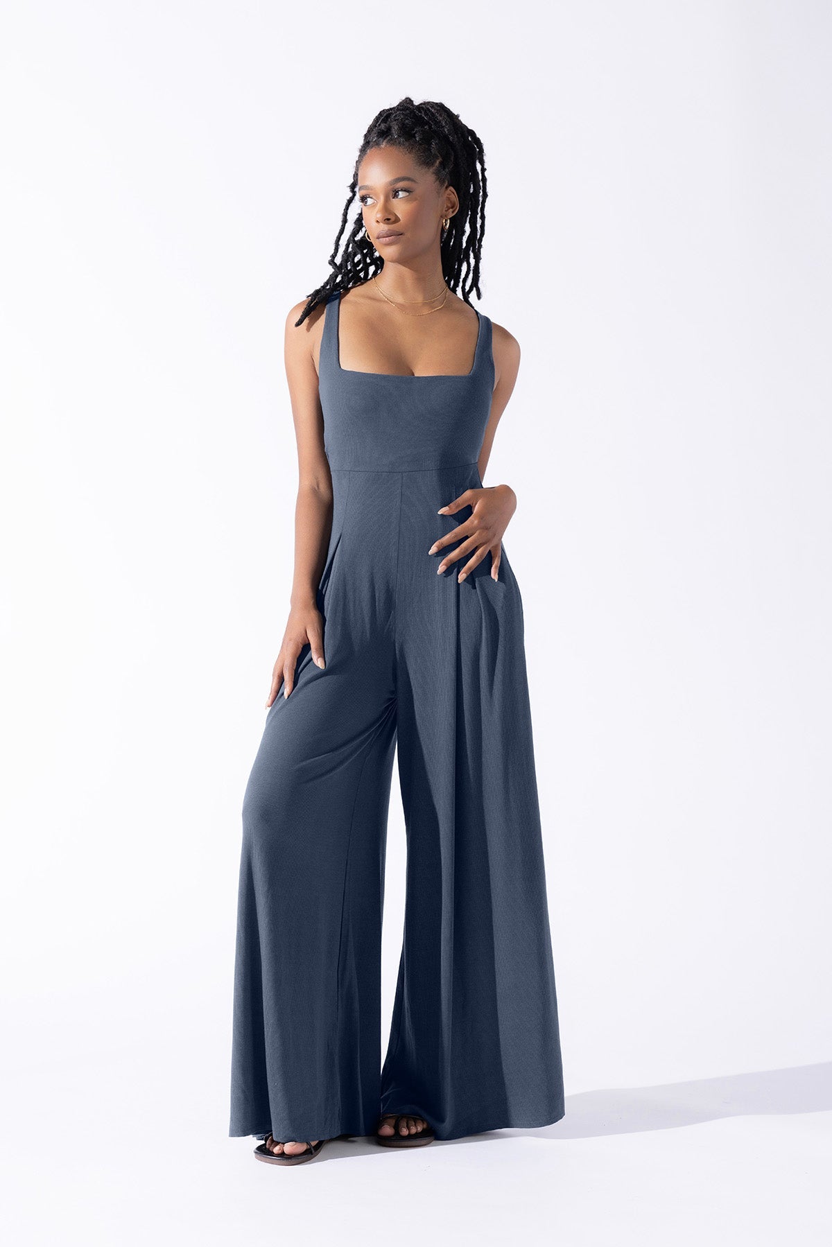 Go With The Flow Jumpsuit - Stormy Weather