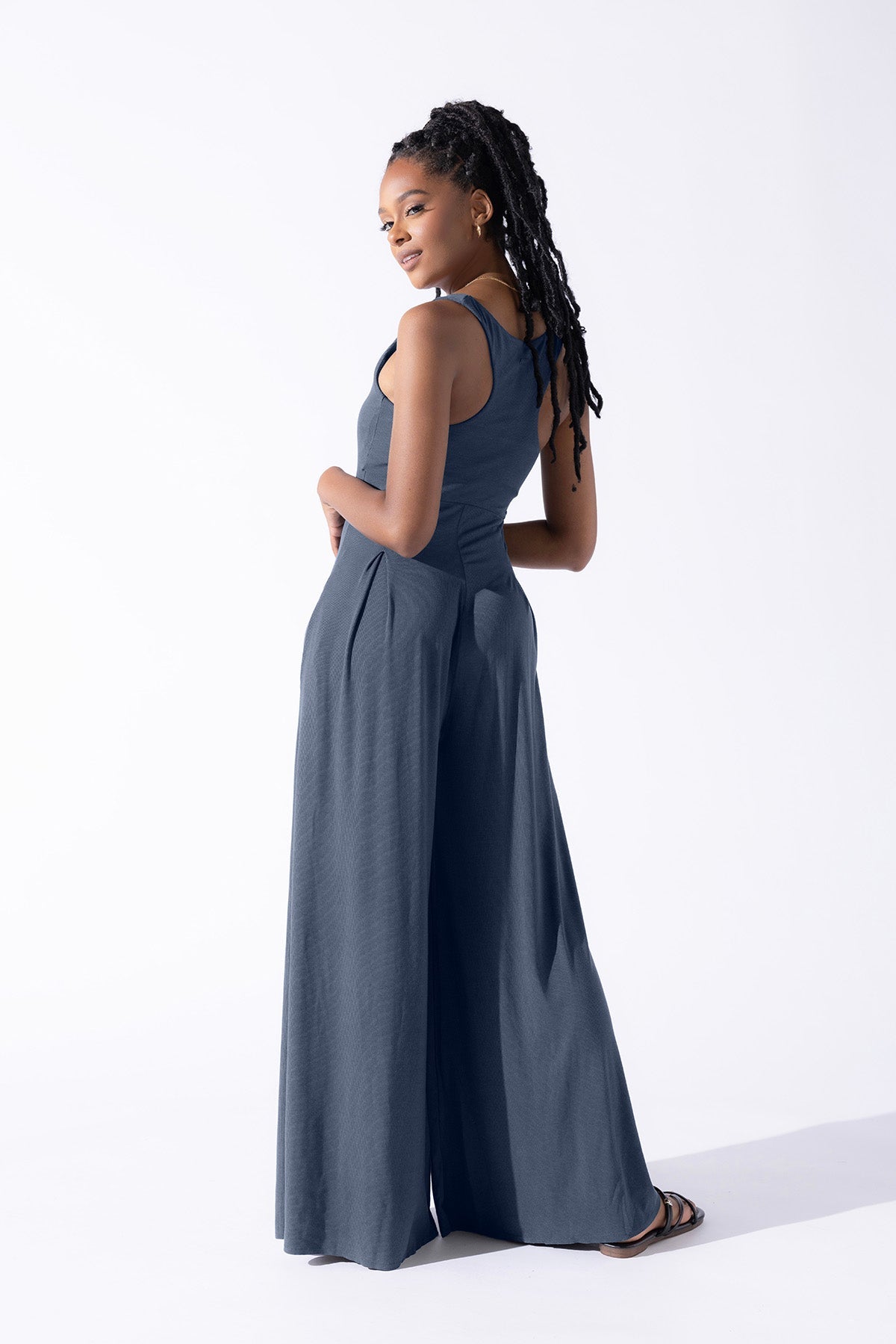 Go With The Flow Jumpsuit - Stormy Weather
