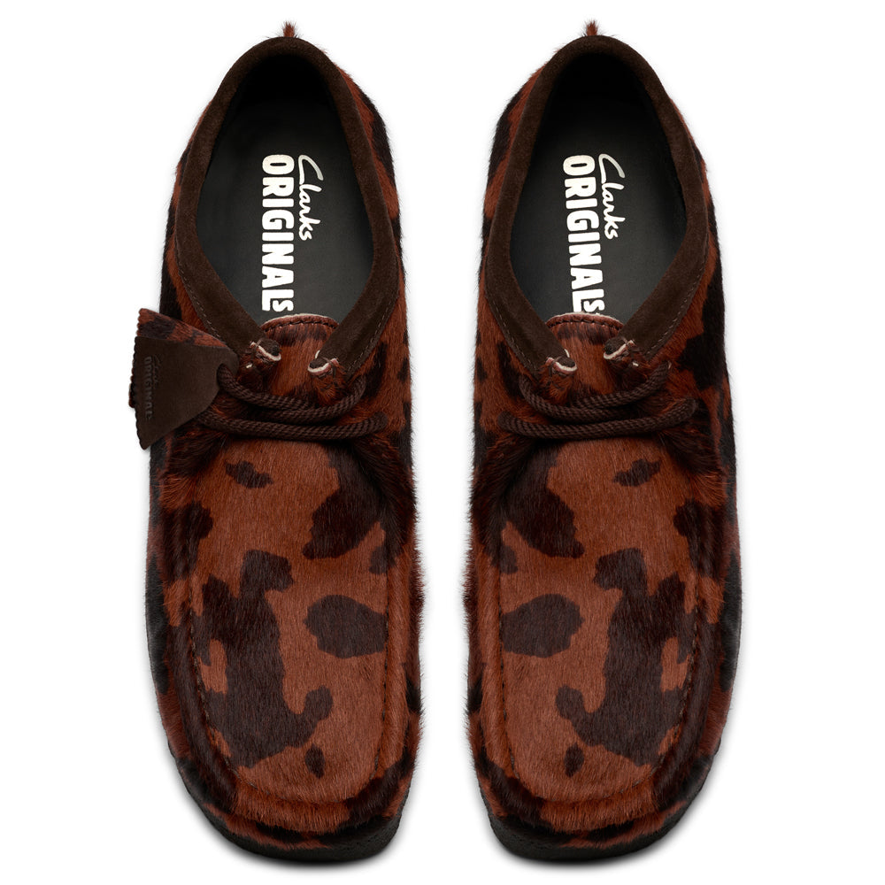 Clarks Wallabee Brown Cow Print