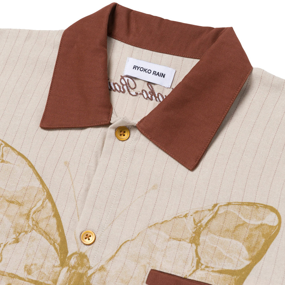 Ryoko Rain Butterfly Pinestripe Button Up Shirt