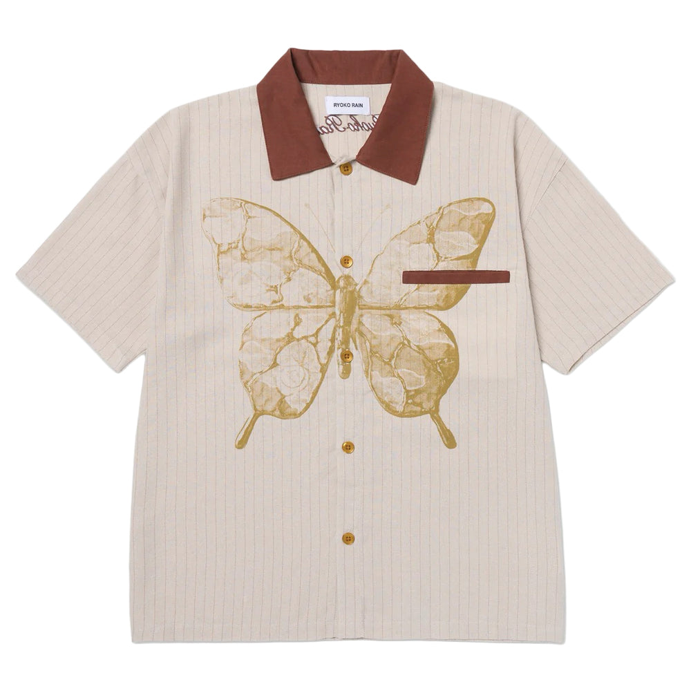 Ryoko Rain Butterfly Pinestripe Button Up Shirt
